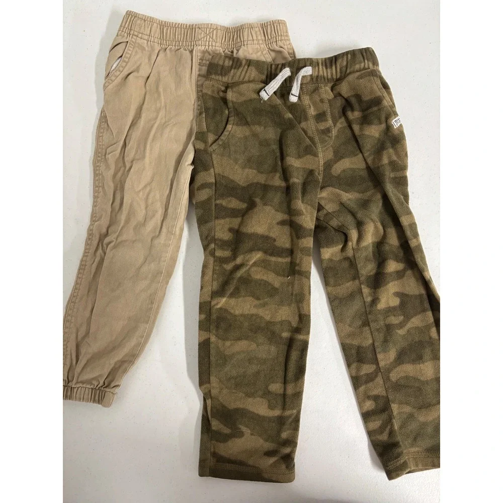 Wrangler Khaki Joggers & Carters Camo Fleece Pants Set Boys 4T W23F543TRA